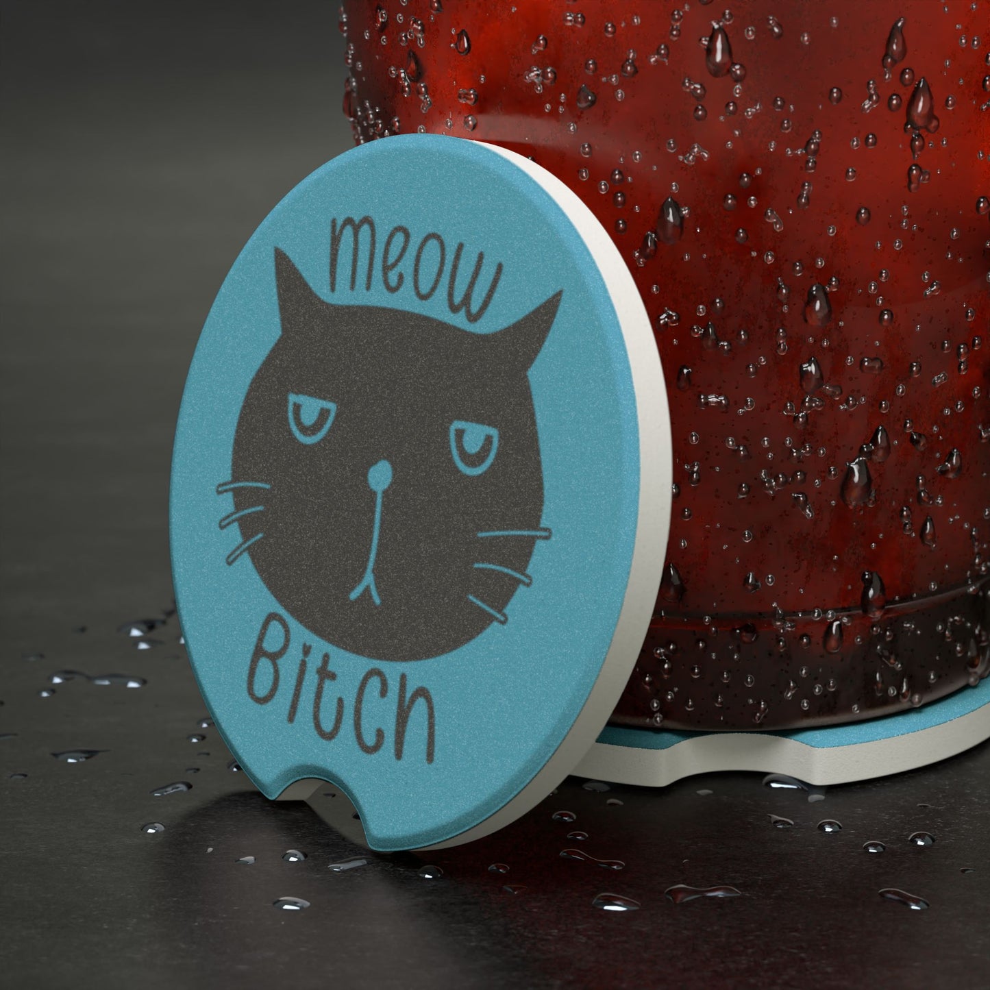 Meow B*tch Soapstone Car Coaster