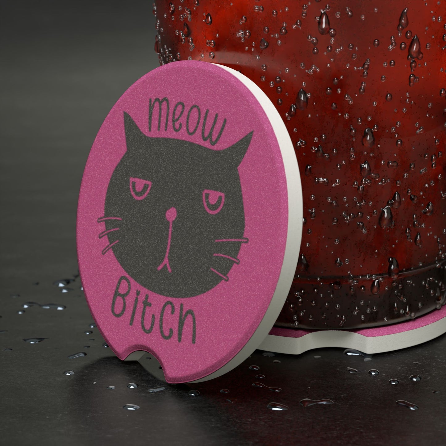 Meow B*tch Soapstone Car Coaster
