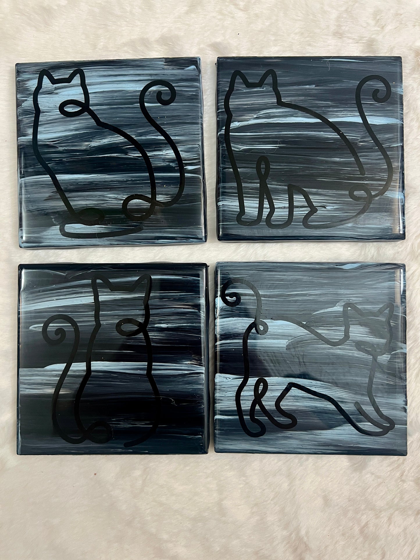 Cat Doodles Coaster Set