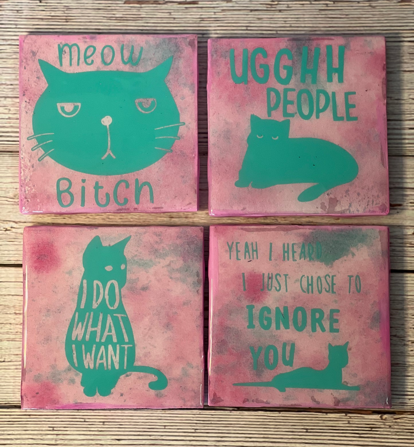 Sassy Cats Coaster Set