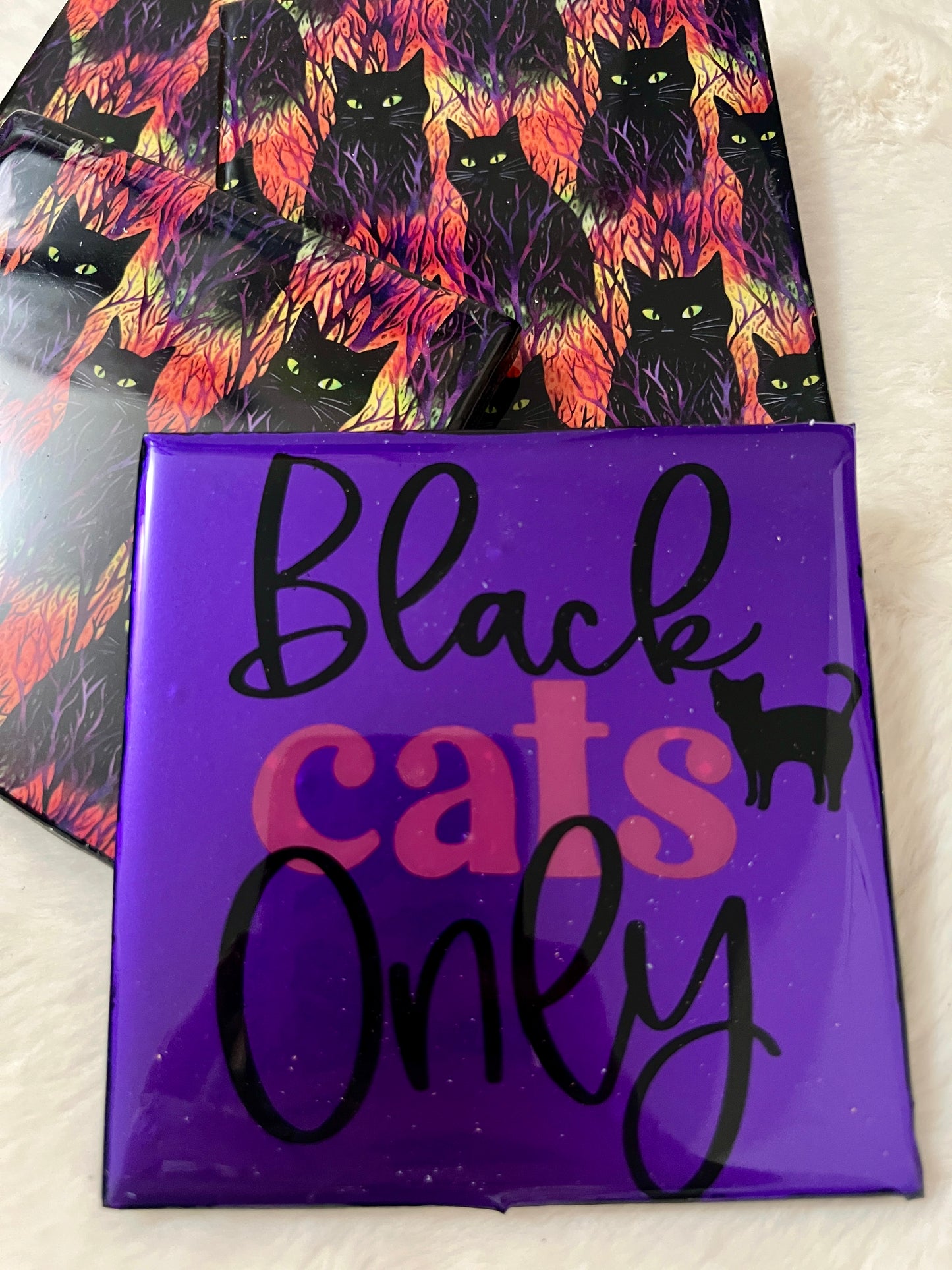 Black Cats Only Coaster Set