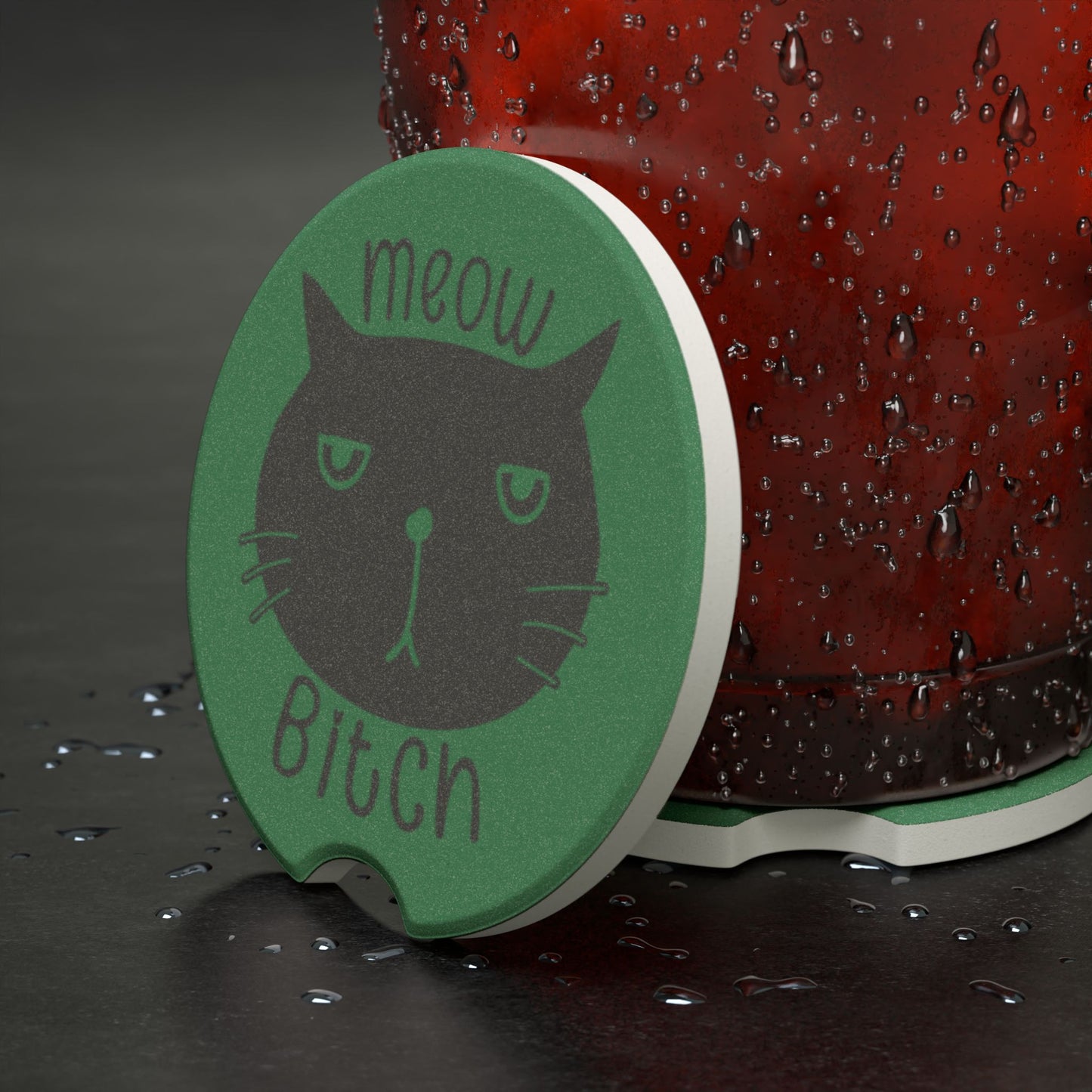 Meow B*tch Soapstone Car Coaster