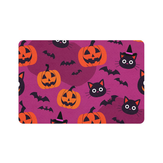 Black Cats & Pumpkins Pet Food Mat (12x18)