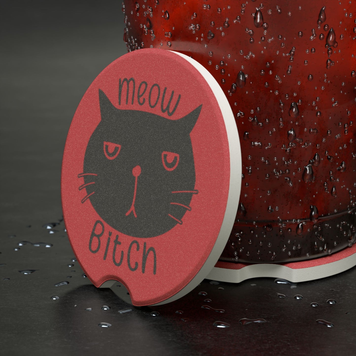Meow B*tch Soapstone Car Coaster