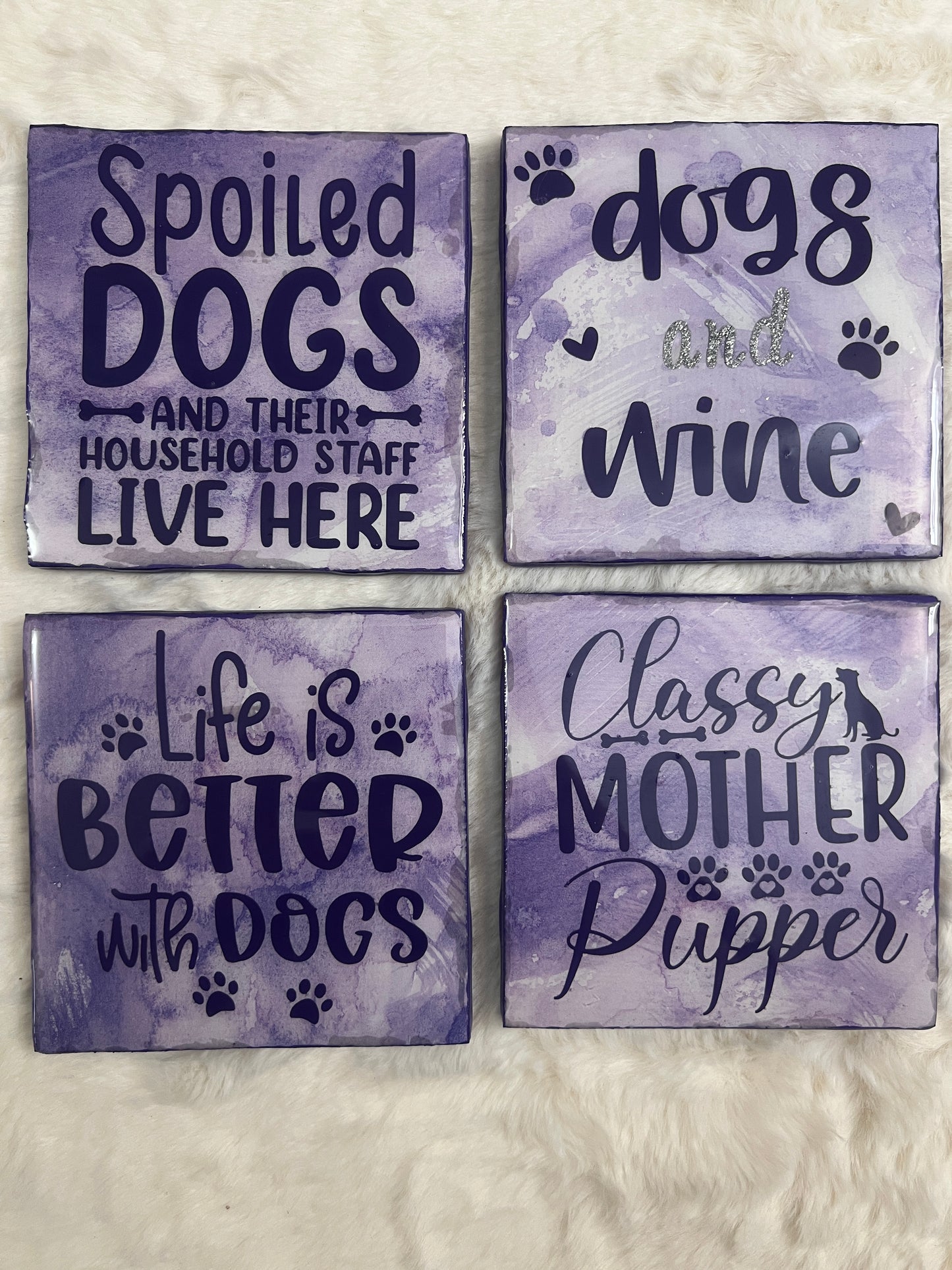 Dogs & Wine Coaster Set
