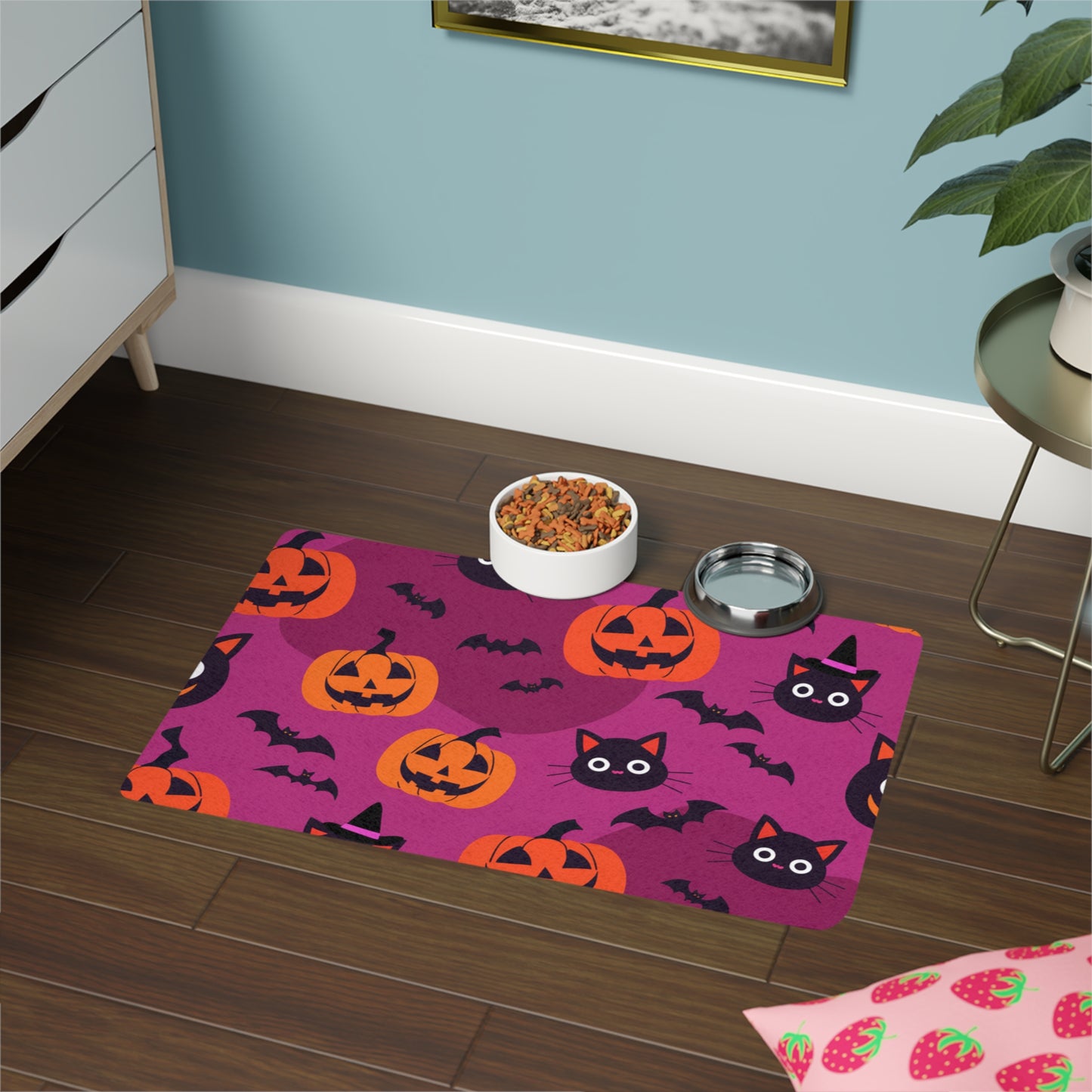 Black Cats & Pumpkins Pet Food Mat (12x18)