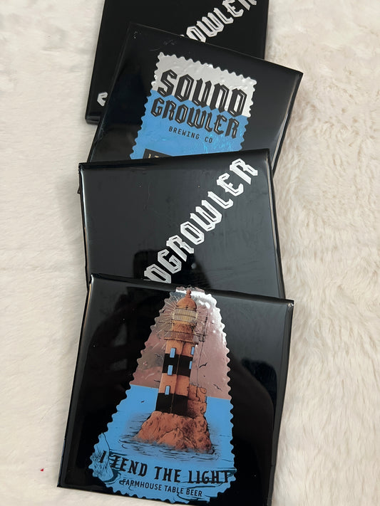 Soundgrowler Brewing - I Tend The Light Coaster Set