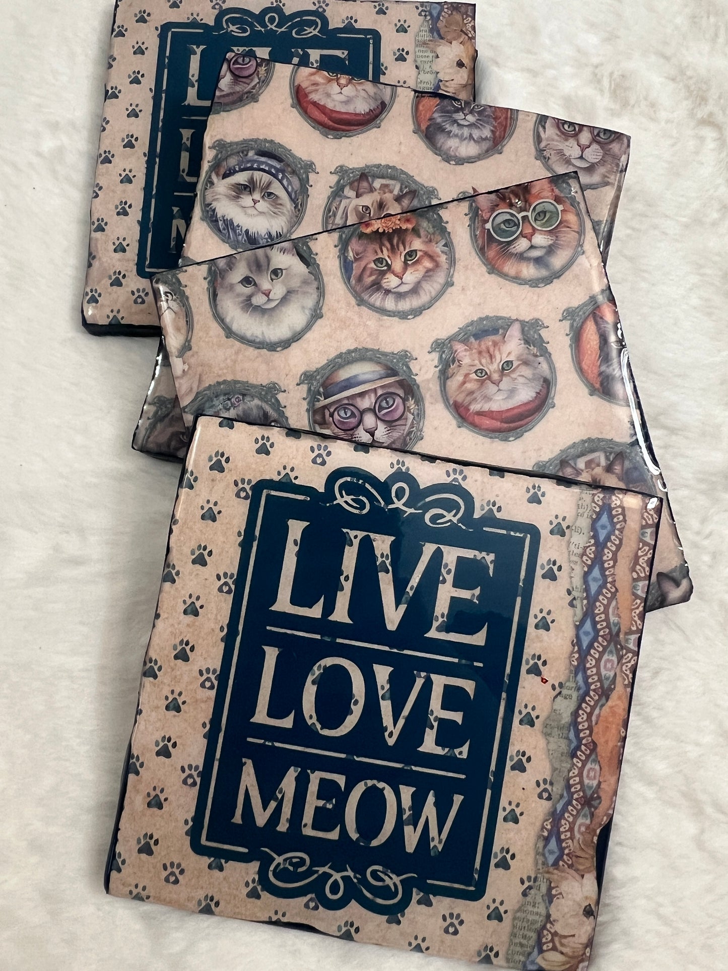 Live - Love - Meow Coaster Set