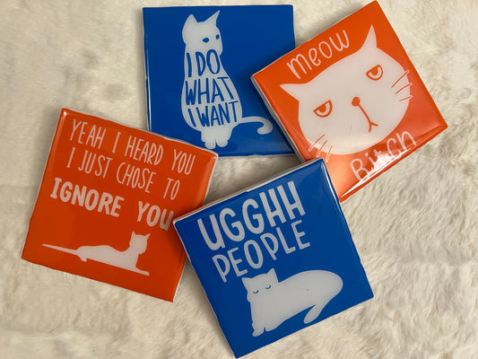 Sassy Cats Coaster Set