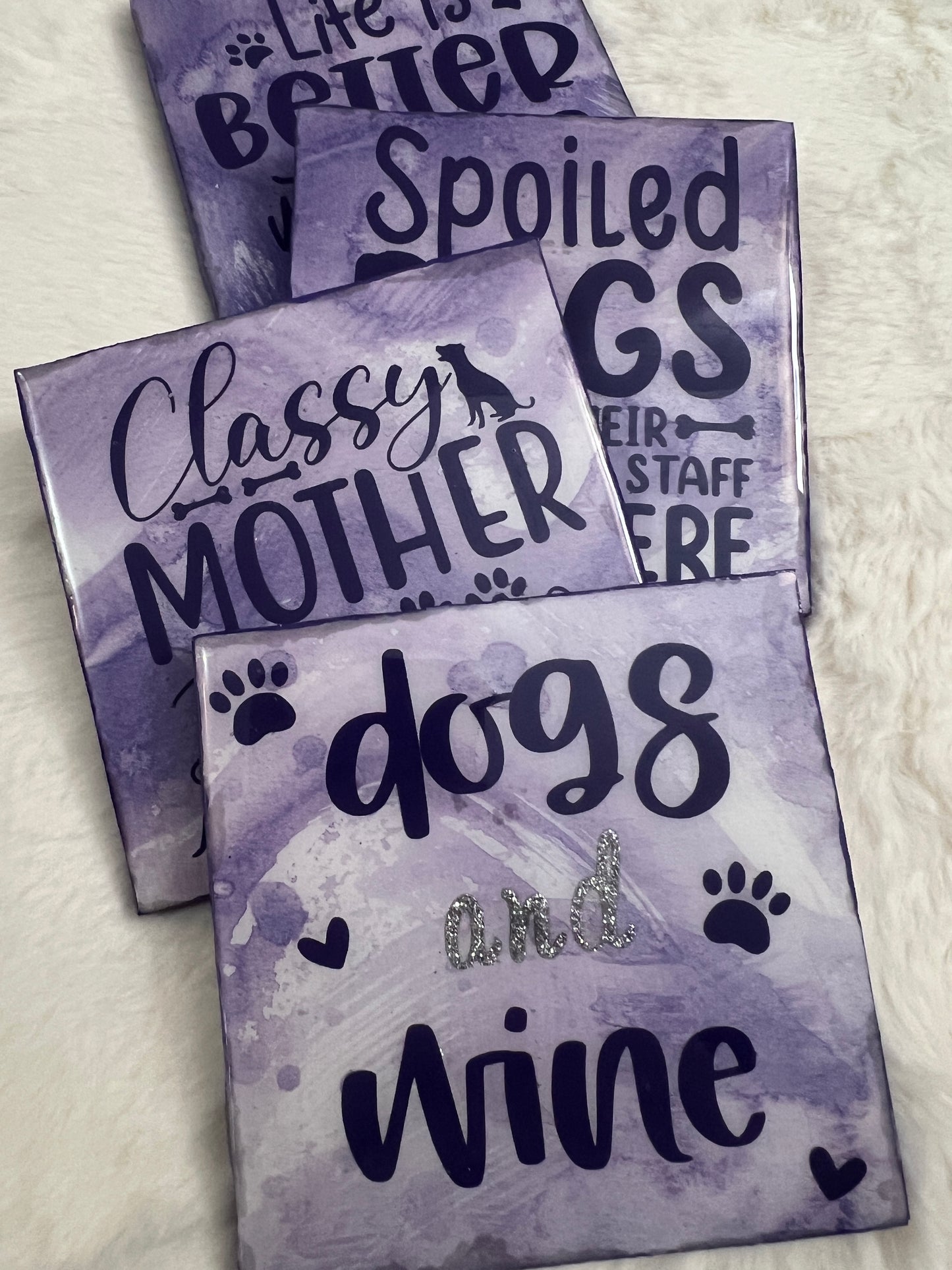 Dogs & Wine Coaster Set