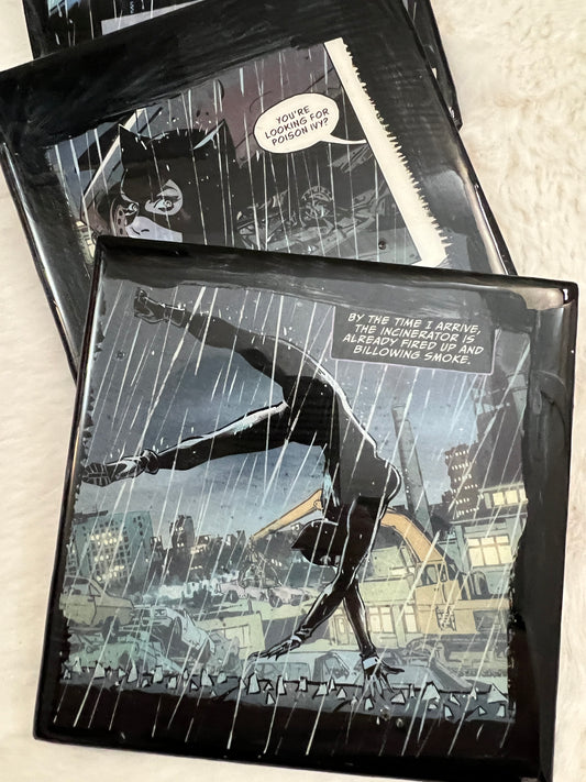 Cat Woman Comic Coaster Set