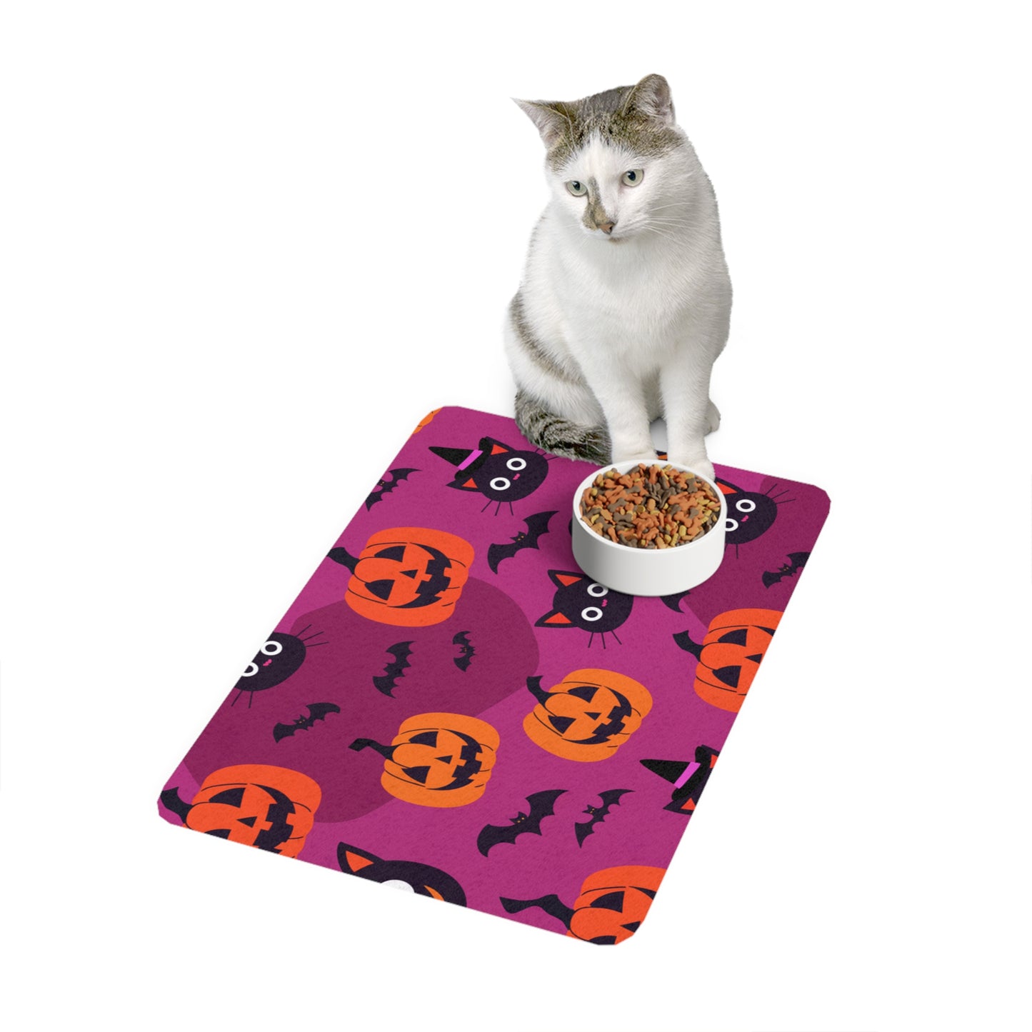 Black Cats & Pumpkins Pet Food Mat (12x18)