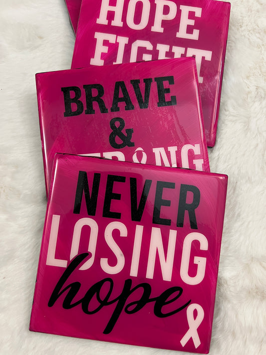 Breast Cancer Awareness Coaster Set