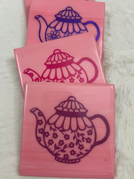 Tea Pot Coaster Set