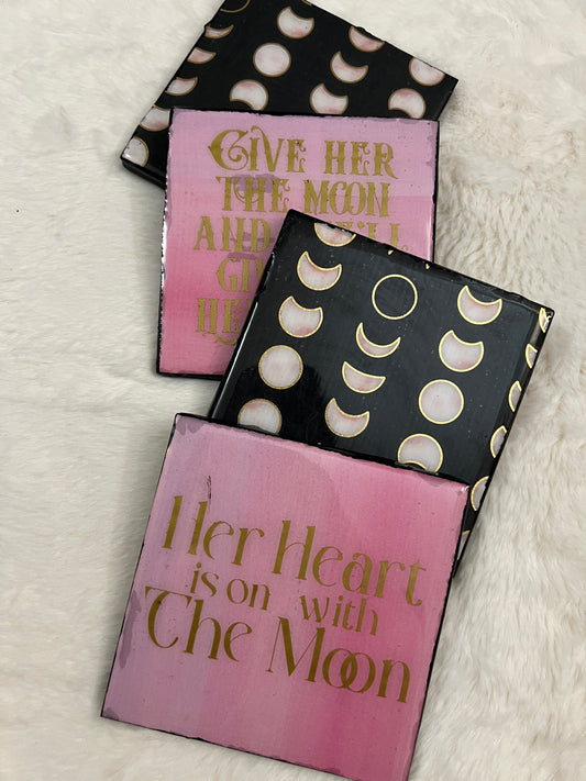 One With The Moon Coaster Set