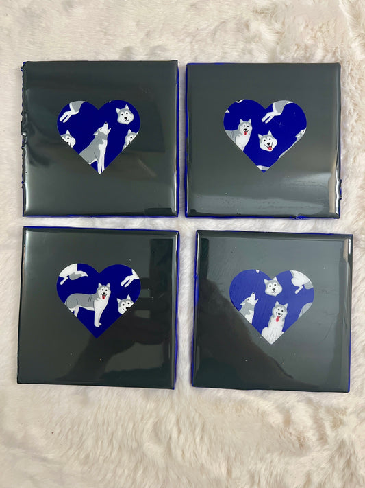 Husky Love Coaster Set