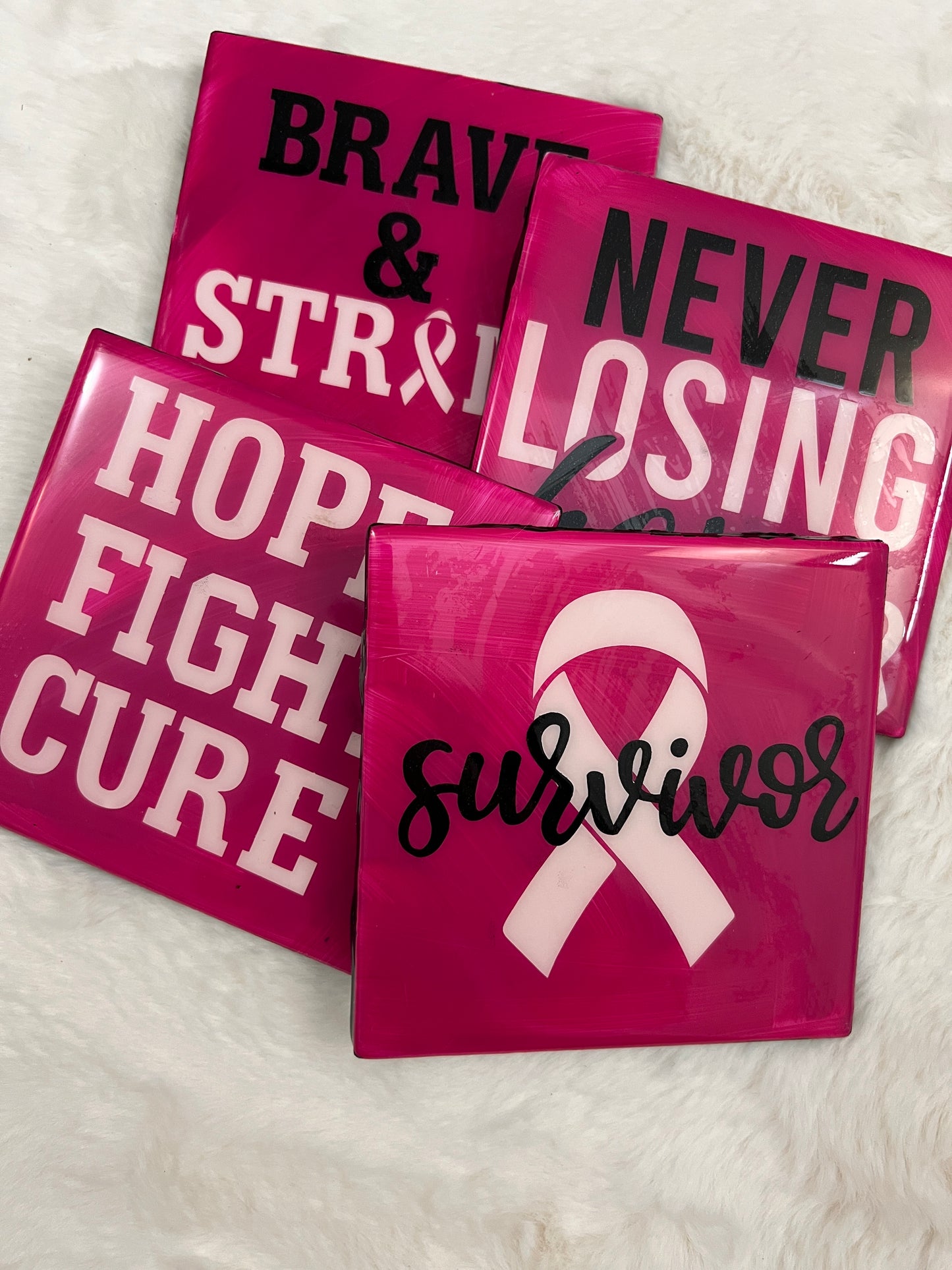 Breast Cancer Awareness Coaster Set