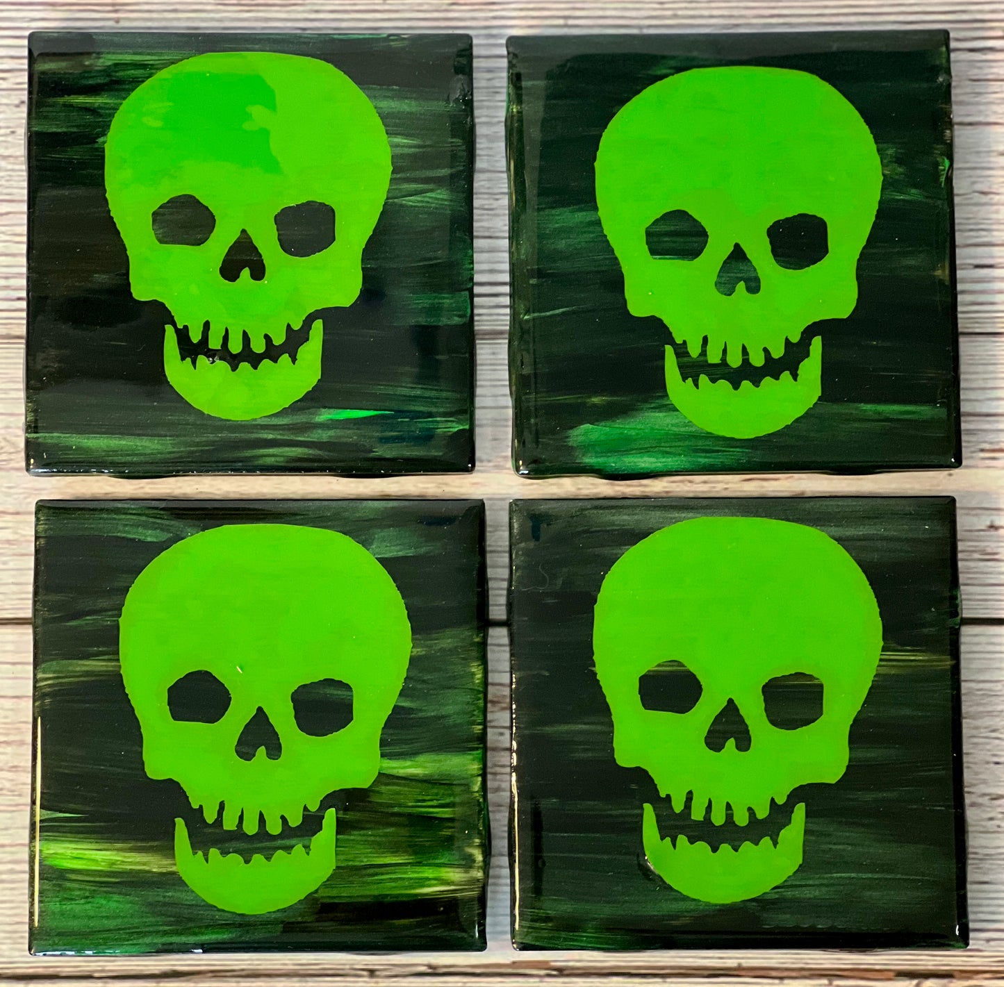 Neon Skull Coaster Set