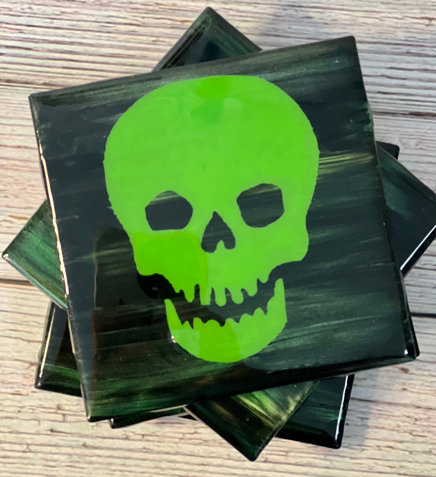 Neon Skull Coaster Set