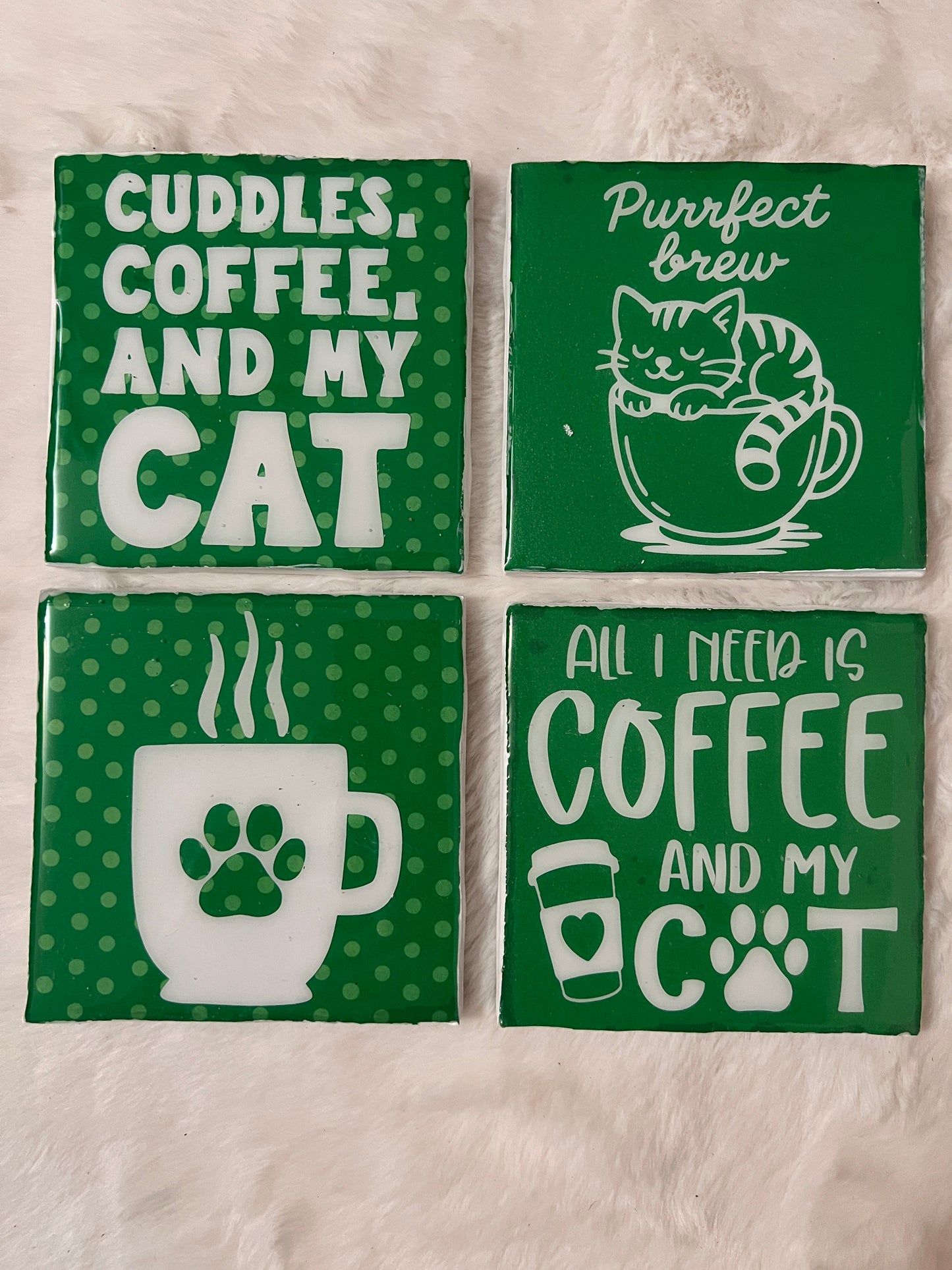 Coffee with the Cat Coaster Set