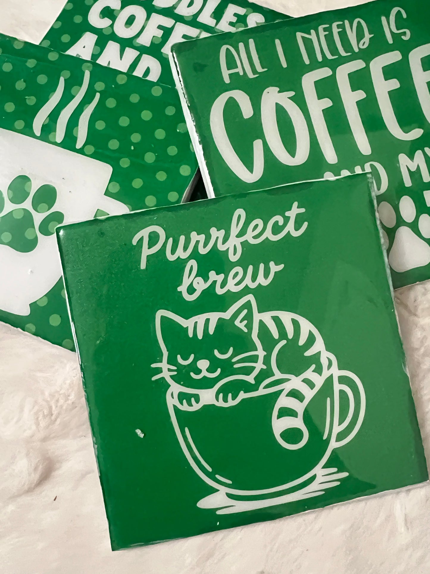 Coffee with the Cat Coaster Set