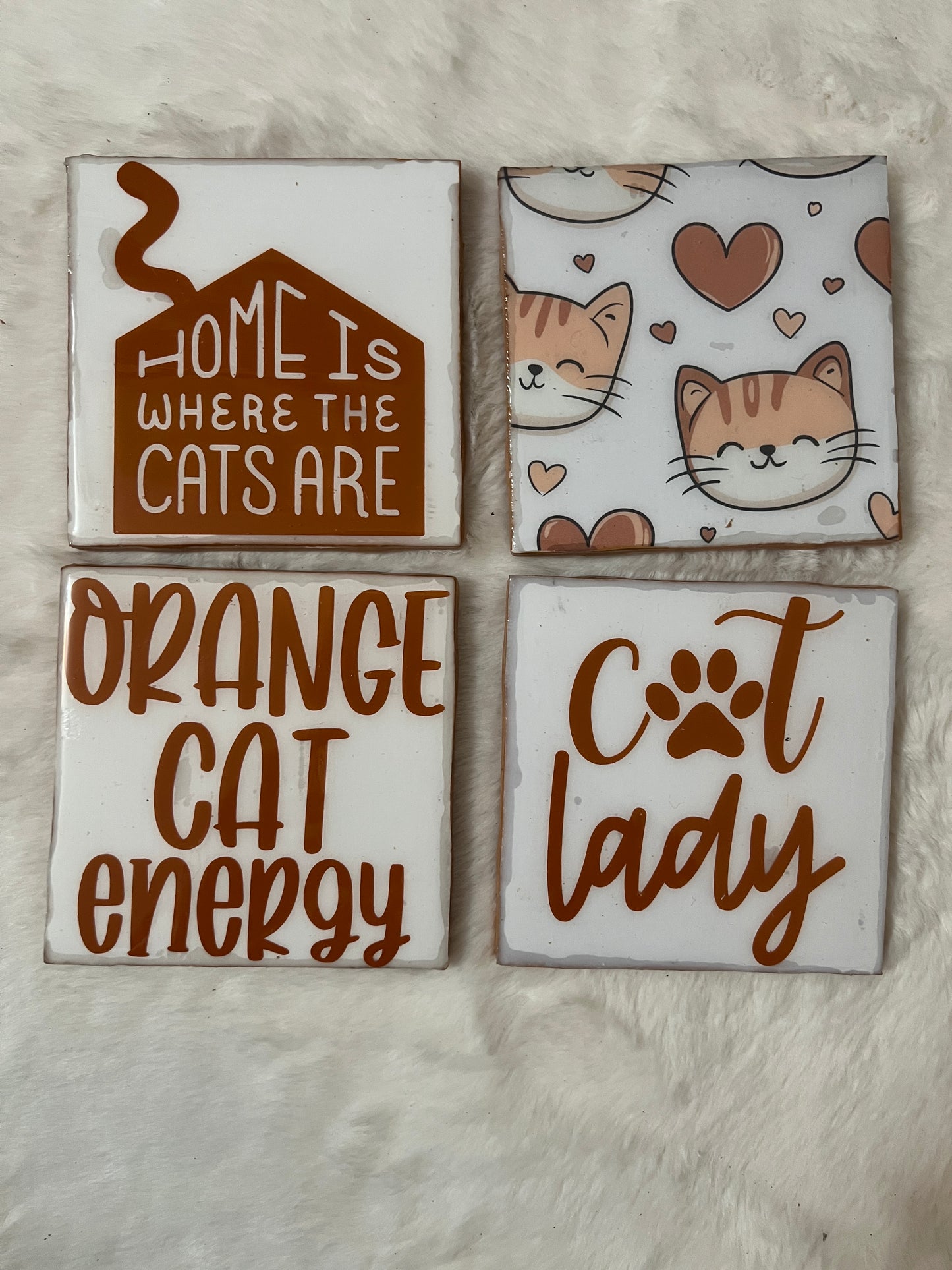 Orange Cat Life Coaster Set