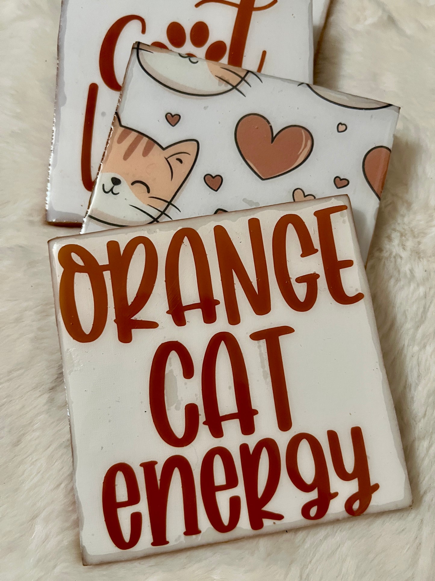 Orange Cat Life Coaster Set