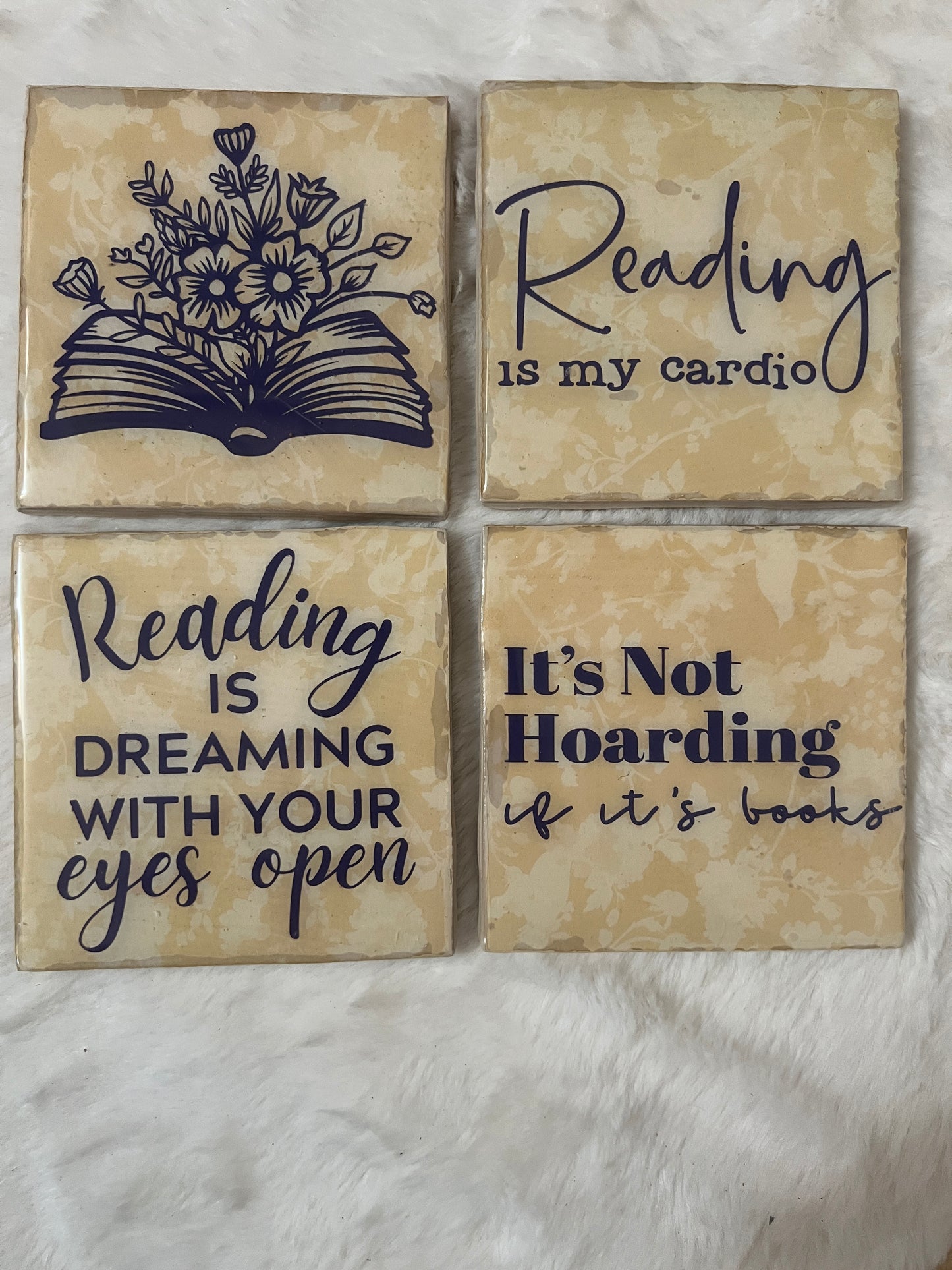 Reading Blooms Coaster Set