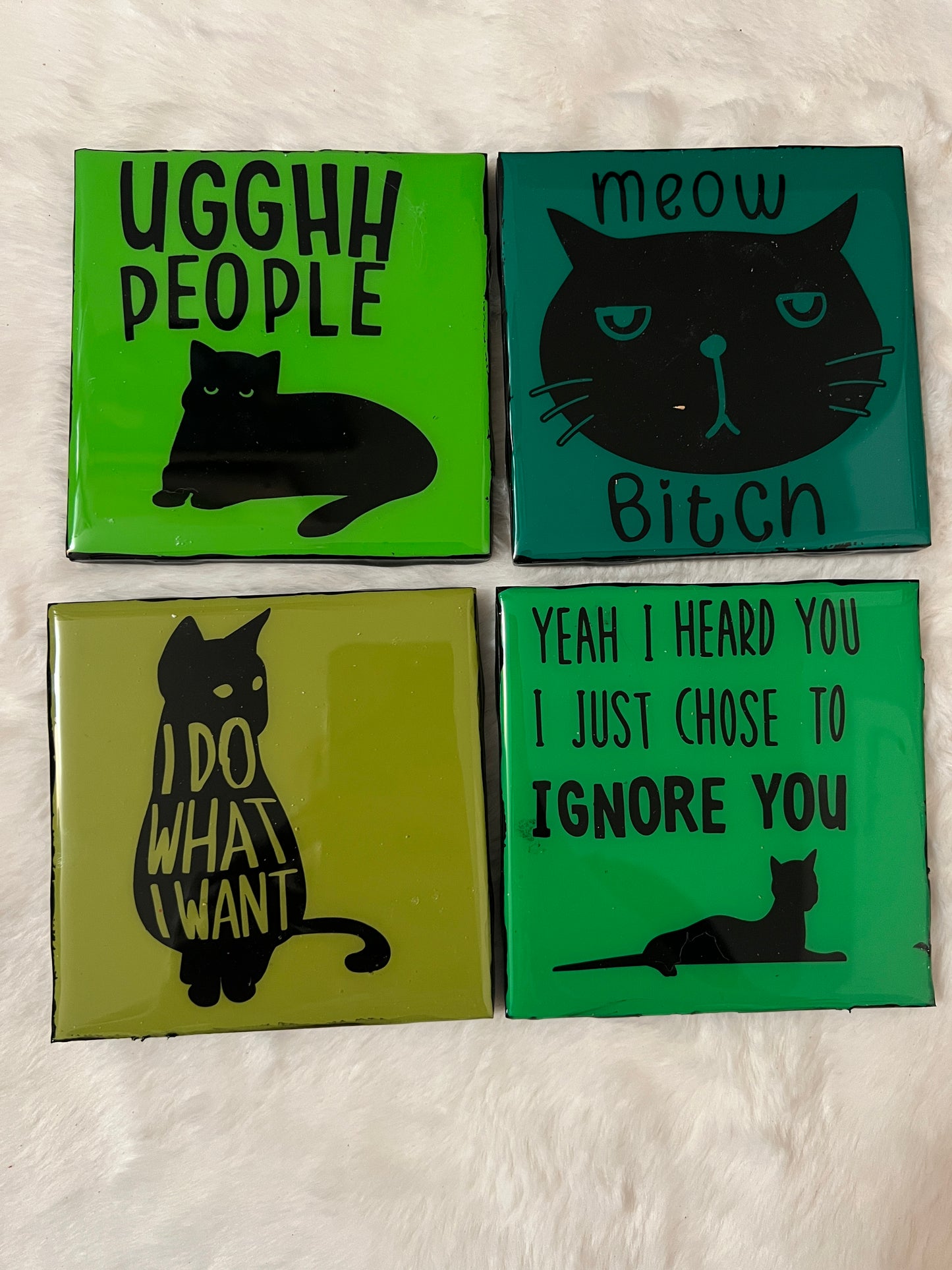 Sassy Cats Coaster Set