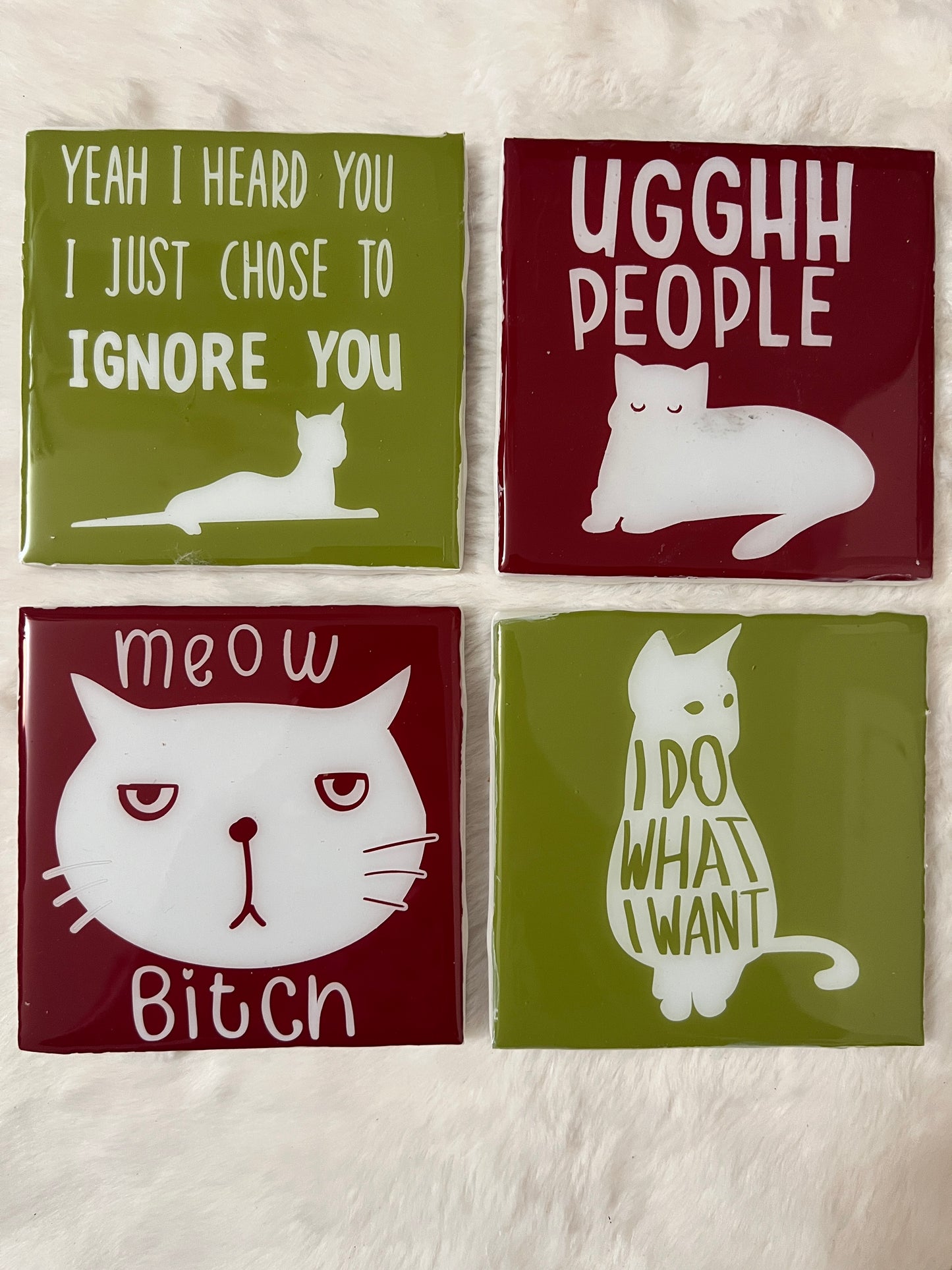 Sassy Cats Coaster Set