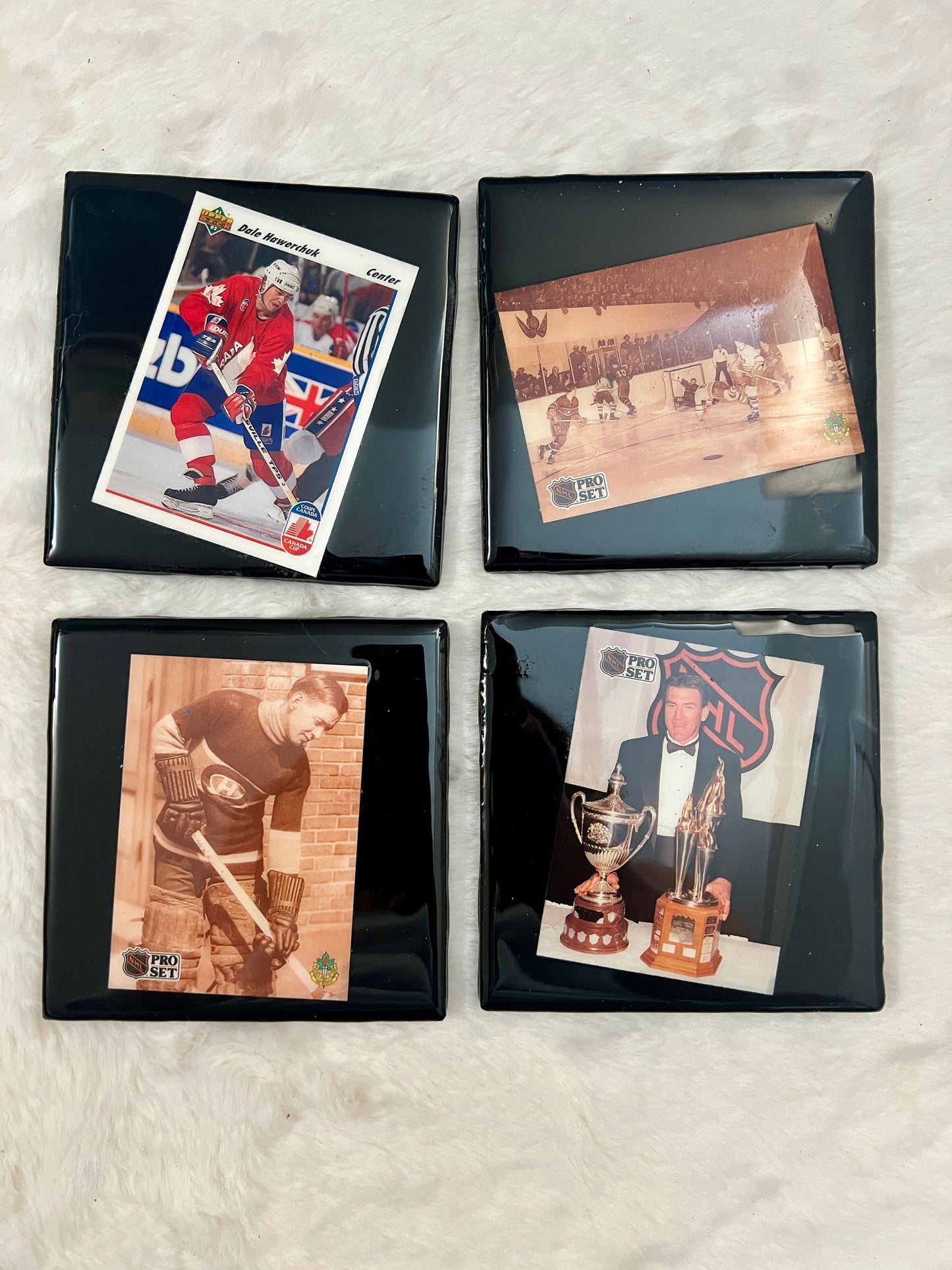 Vintage Hockey Card Coaster Set