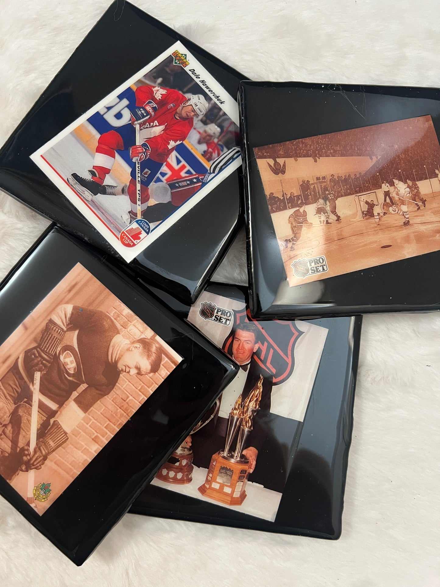 Vintage Hockey Card Coaster Set