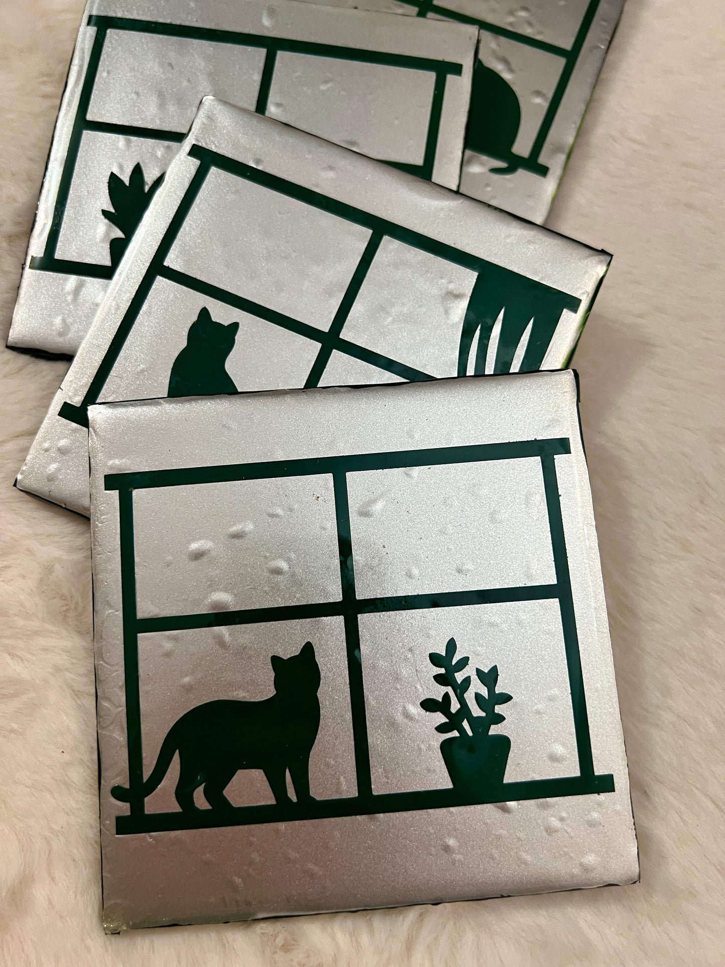 That Kitty in the Window coaster set