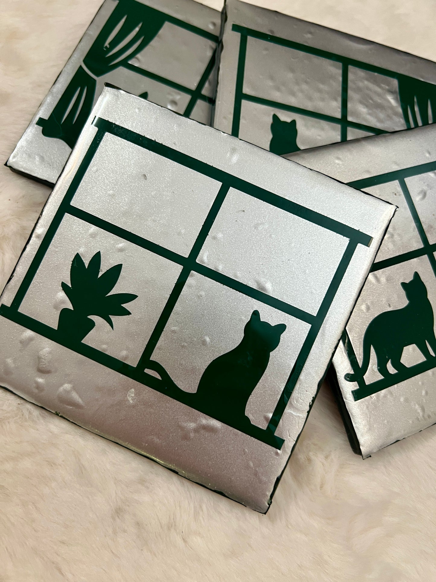 That Kitty in the Window coaster set