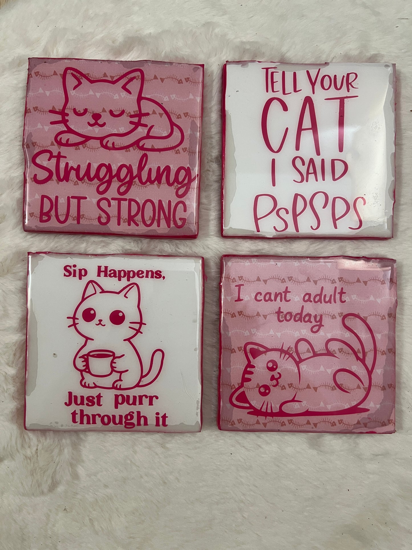 Being a Cat vs Being an Adult coaster set