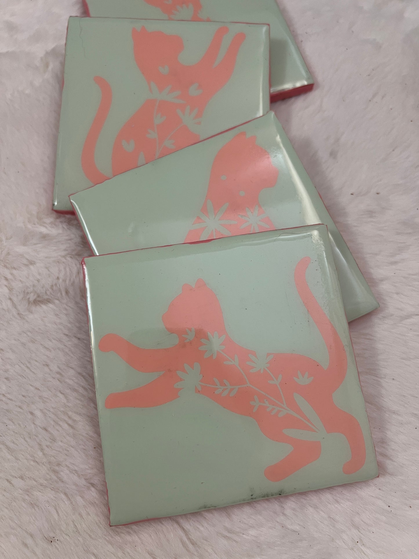 Spring Cats coaster set